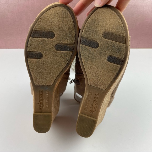 Fergalicious Brown Peep Toe Sling Back Wedge Shoes Women - Picture 4 of 9